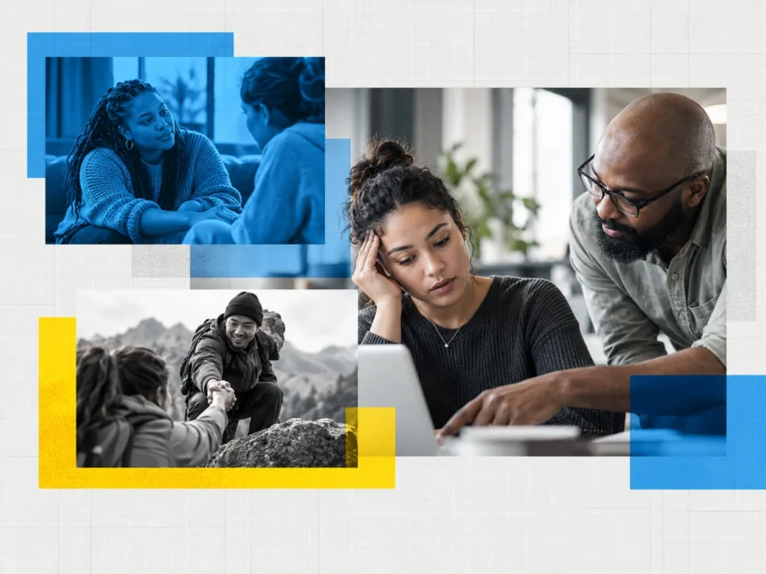 How do I know when to ask for help? Diverse people receiving emotional support, practical assistance, and guidance from others.